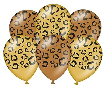 PD-Party 7036572 Party Luftballons | Natürliche Rubber (Latex) | Geburtstag Partei Dekoration - Leopard, Pack von 6, Mehrfarbig, 30cm Länge x 30cm Breite x 30cm Höhe