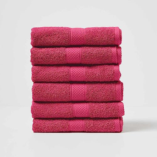 Homescapes 6er Set Flauschiges Premium Frottee Handtuch ca. 50 x 90 cm aus 100% Türkischer Baumwolle, Himbreere