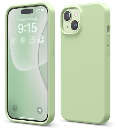 elago Cover in Silicone Liquido per iPhone 15 | Silicone Premium, Protezione Completa, Antiurto a 4 Strati, Fodera Morbida in Microfibra Antigraffio (Verde Pastello)