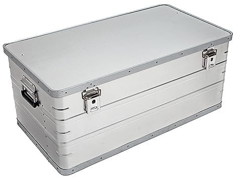 Aluminium Behälter mit Deckel - 162,9 Liter - 89,2 x 48,5 x 38,3 cm - korrosionsbeständig - mit Gummidichtung und 2 Klapphandgriffen - Aluminiumbox, Transportkiste, Werkzeugkiste, Lagerbox