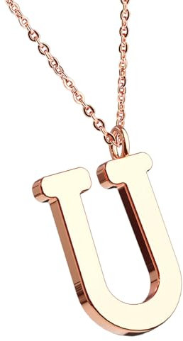 Taffstyle Collier avec pendentif lettre en or rose ou argent