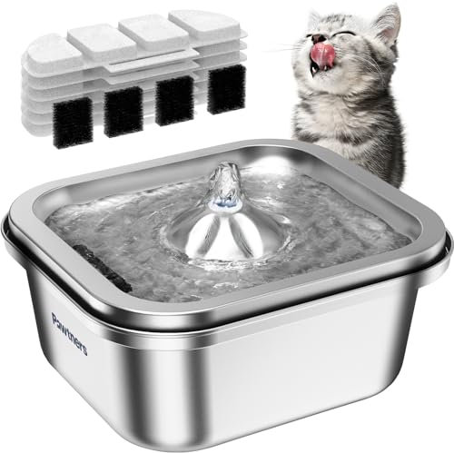 Fontaine à Eau pour Chat en Acier Inoxydable : Fontaine à Eau pour Animaux domestiques de 4 l, Bol d'eau pour l'intérieur, Distributeur Automatique de Boisson pour Chien, Fournitures d'arrosage pour