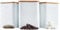 Cooks Professional 3 Piece Tea, Coffee & Sugar Square Cannister Set with Bamboo Lids | Diamond Pattern Labelled Stainless Steel Kitchen Storage Bins Airtight Containers | White