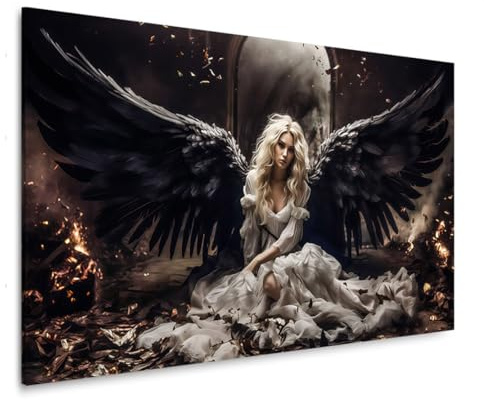 Kunstgestalten24 Leinwandbild Weiblicher Engel mit Flügel Erotik Wandbild Kunstdruck Bild Büro Dekoration Wanddeko Leinwand Kunstdruck Wohnzimmerbilder Modern