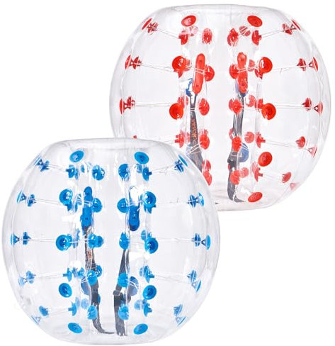 VEVOR Aufblasbarer Bump Ball Bumper Stoßball 2 STK. 1,2 m x 1,03 m, Menschlicher Kollisionsball, PVC-Körperblasen-Bounce-Ball für Outdoor-Aktivitäten, Rote + Blaue Punkte Aufblasbar Bumper Ball