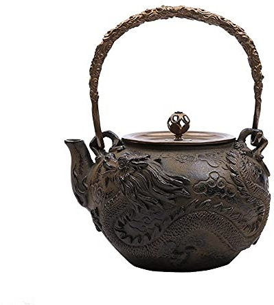 Exquisite Kettle Cast Iron Tea Pot Set Japanese Teapot Tetsubin Kettle Kungfu Drink Stainless Steel Strainer Dragon & Phoenix Teakettle 1 2 L-can (Color : Can)
