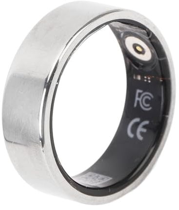 equlup Smart Health Ring, tragbarer Smart Ring mit Ladeetui, Fitness-Fingerring aus Edelstahl für Sport und Schlafüberwachung, Silber (Größe 21: Anwendbarer Fingerumfang: ca.)