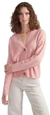 Style & Republic Damen V-Neck Kaschmir Cardigan aus 100% Cashmere - Dein kuscheliger Premium Langarm Strick-Cardigan für stilvolle Herbst- & Winter-Momente-Coral Melange-M