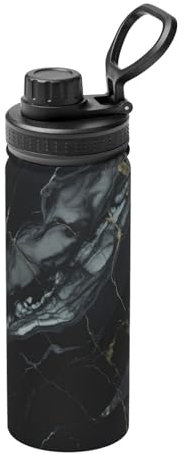 Black Marble Print Vacuum Insulated Sports Water Bottle,18 Oz Stainless Steel Water Bottle for Gym Home Sports