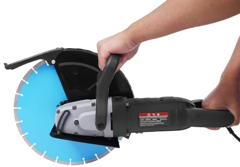 Scie à béton électrique - Profondeur réglable - 3800 tr/min - Profondeur de coupe maximale : 135 mm - Avec poignée rotative à 180° - Pour béton armé, métal, porcelaine, bois