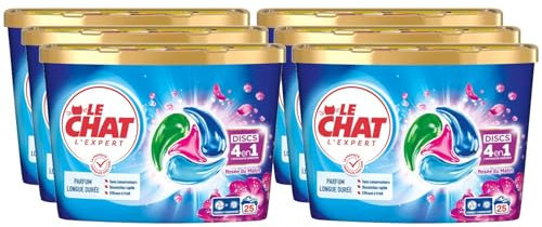 LE CHAT L'Expert - Discs 4en1 Parfum Rosée du matin - Lot de 6 boîtes de 25 capsules (150 capsules)