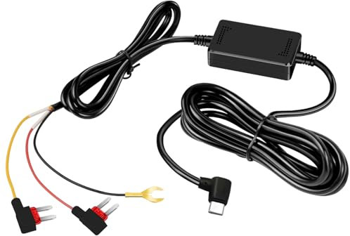 Dashcam USB-C Hardwire Kit, OBD Mirror Dash Cam, 12V-24V zu 5V Auto-Ladegerät Stromkabel, V-antrue Hardwire Stromversorgung Kit, Sicherungshalter mit Niederspannungsschutz, 24Std. Parkmodus