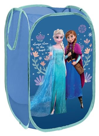 Disney Officially Licensed Pop-Up Bin | Foldable Storage Design | Perfect for Organizing Children's Room, Kids Playroom (Disney Design) | 36 x 36 x 58 cm (Frozen Design)