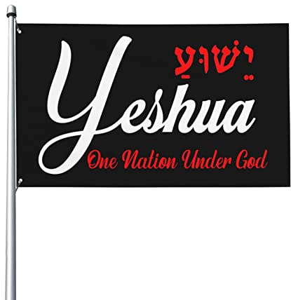 Drapeau chrétien Yeshua Christ 3x5 pieds, une nation sous Dieu, bannière de drapeau God Bless America, drapeau extérieur Jésus avec œillets métalliques, sans mât de drapeau