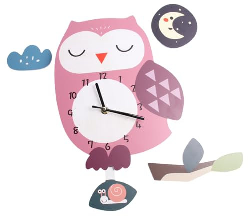 Cartoon mit Zeitanzeige Wanduhr Eulenform Präziser für Raumdekoration
