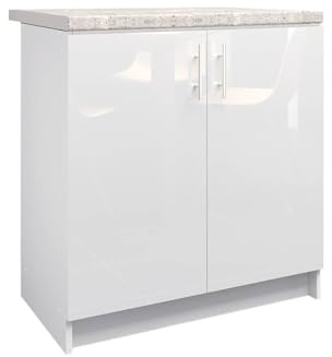 JD Greta Fixed Height 800mm Kitchen Sink Base Cabinet Floor Unit with 38mm Worktop – White Gloss