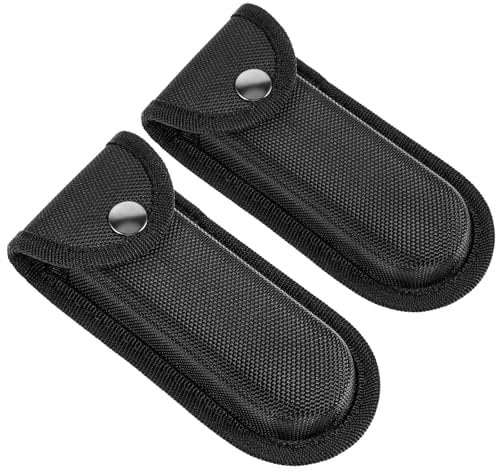 Ymapinc 2Pcs Knife Sheath, Durable Nylon Pocket Knife Sheath, Folding Knife Holder for Belt with Snap Closure, Knife Sheath for Belt, for Outdoor and Daily Use, Black