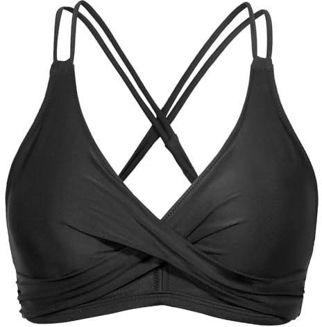 Rayson Haut de Maillot de Bain Femme Push up Simple Rembourré Top Bikini à Lacets Souples Couleur Unie