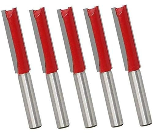Boxonly 5PCS 1/2'' Shank Straight Router Bits – 50.8mm TCT Double Blade Carbide Cutter Set for MDF, Cabinets, Hardwood Worktops, Slot Cutting, Mortising and Trimming
