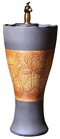 YNIYUJKL Lavandino con Piedistallo per Bagno Lavandino con Piedistallo Lavandino con Piedistallo in Ceramica Vintage Lavandino da Pavimento per Esterni Lavandino con Pi,A