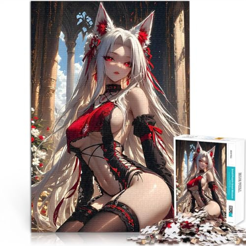 Puzzle für Teenager 2000 Teile Staycation: Zeit totschlagen Anime-Fuchsmädchen in Rot und Schwarz Lernspiel für Geburtstag, Weihnachten70x100cm