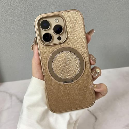 RNOZX Für iPhone 12 Pro Max, drehbare Handyhülle mit Ständer, goldene Fadenstruktur, kabellose Ladeabdeckung (für iPhone 12 Pro Max/Gold)