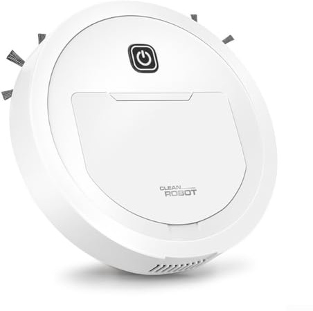 GANCEI Automatic Sweeping Robot Vacuum Cleaner with USB Charging, Lightweight Compact Design, Multi-Surface Cleaning for Hardwood, Tile and Carpet Floors, Sleek Home Decor Style in White