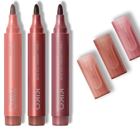 KIKO Milano Long Wear Lip Markers Set | No Transfer, Natural Tattoo Effect | Shades 107, 109, 111