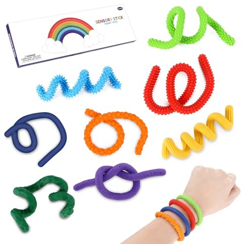 8er-Pack sensorische Zappelstäbe, sensorisches Spielzeug aus Silikon, ADHS, Autismus-Linderungsspielzeug, sensorische Silikonstäbe, Anti Stress Spielzeug