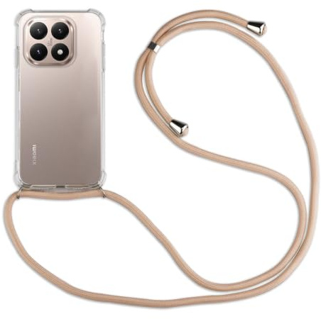 betterfon Handykette Hülle kompatibel mit Xiaomi 15T | Smartphone Hülle Case mit Band | Handyhülle Handyband zum Umhängen | Beige/Braun