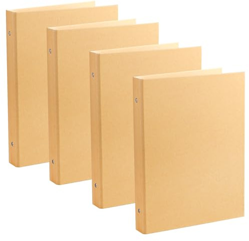 Tbintul 4 Stück Ringbuch A5 Nachfüllbar Kraftpapier,Ringbuch Ordner A5 mit 6 Ringe,Ordner Kraftpapie für Gelochte Blätter und Dokumentenablage im Büro Schule