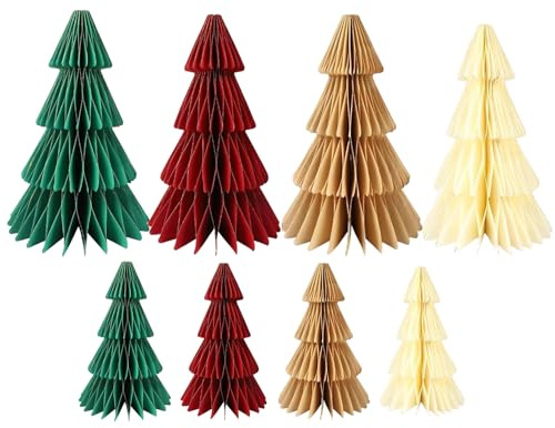 Weihnachtsbaum aus Pappe, 8-teilig, Tischdekoration, künstlicher Tisch-Weihnachtsbaum, für Winter, Küche, Zimmer, Urlaub, Wohnung, Bauernhaus, Kamin, Treppe, Veranda