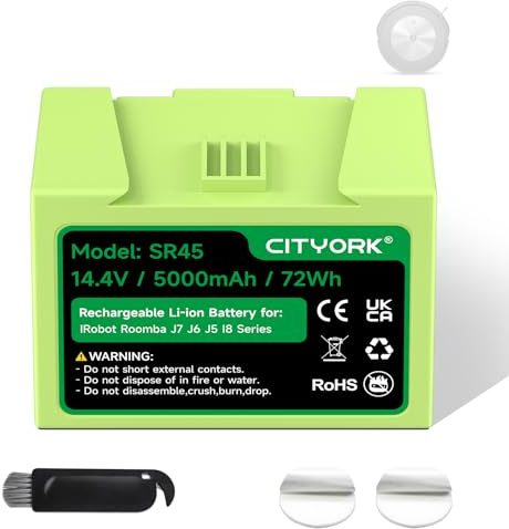 CITYORK Li-ion ABL-D1/ABL-D2 Replacement Battery for iRobot Roomba J7/J7+, J9/J9+, J6/J6+, J5+/J5, I8+/I8 Plus J7550, J755020, 7150,J7150,J715020, i8550, i855020 0 iRobot RoomBA Battery 14.4 V 5000