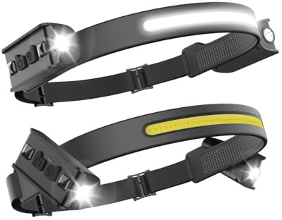 Tekwet Stirnlampe LED Wiederaufladbar 2 Stück,230°-Weitwinkel LED Kopflampe Stirnlampe mit Bewegungssensor,2400-mAh-Akku,6 Beleuchtungsmodi,IPX5 Wasserdicht für Camping, Wandern, Laufen, Angeln