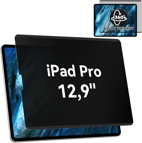 Mamol 360° Magnetischer Sichtschutz für iPad Pro 12,9 Zoll 2022,2021,2020,2018, Anti-Spy Blickschutzfolie Abnehmbarer und Wiederverwendbarer Privacy Screen Displayschutz