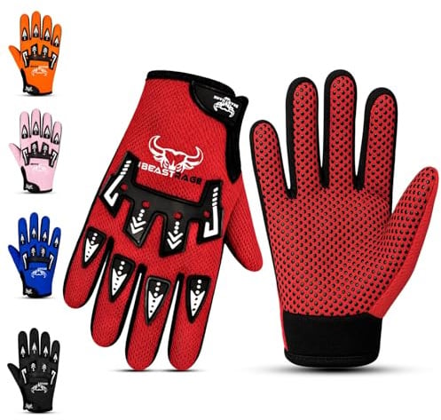 BEAST RAGE Kids Bike Gloves – Motocross & BMX Cycling Gloves for Boys &Girls, Non-Slip Grip, Breathable Lightweight Dirt bike kids motorbike Gloves