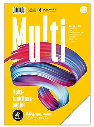 Staufen Style Multifunktionspapier - DIN A4, 80 Blatt, Farbe: weiß, 80g/m² Qualitätspapier, 1 Stück