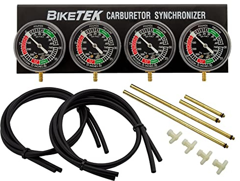 BikeTek 4 Cylinder Vacuum Gauge Motorcycle Car Carburettor Balancer