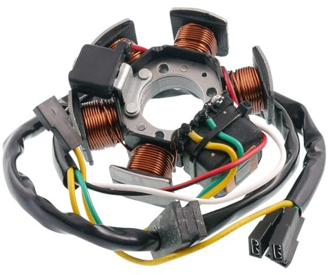 Lichtmaschine Stator kompatibel mit Rieju RS2 Matrix 50, Beta RR Enduro 50 | Für Schaltmopeds mit Minarelli AM3/AM4/AM5/AM6, mit Kabelsatz und Pick-up; kompatibel mit Aprilia RS 50, MX 50, Beta RK6 50