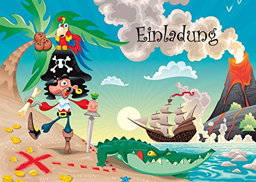 10 lustige PIRATEN-Einladungskarten - Einladungen für die nächste Schatzsuche zum Kindergeburtstag oder zur Piraten-Party von Edition Colibri (10660)