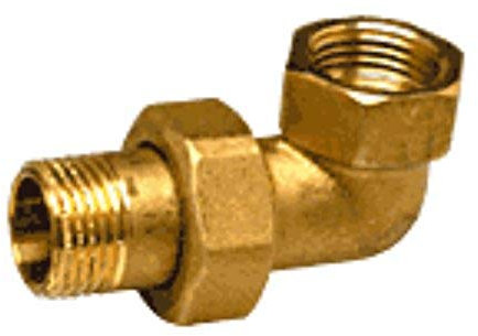 Raccord union laiton nickelé coudé 90° à visser - M 3/8 - F 3/8 - Thermador