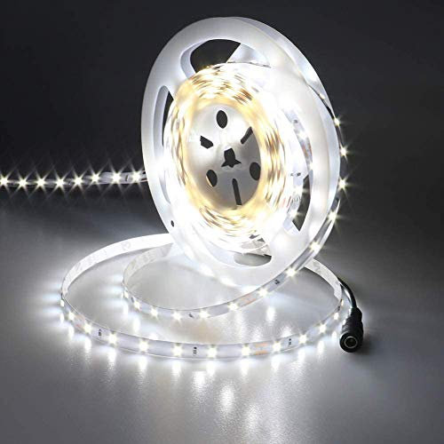 JOYLIT 24V LED Streifen 5M Kaltweiß 6000K 4500LM Hell, UL CE PROFI CRI 90+ Selbstklebend 50W Licht Band Weiss 60LEDs/M SMD 2835 LED Strip für Schreibtisch, Regal, Spiegel, Treppe, Kabinett