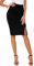 Damen Business Solide Hohe Taille Bleistiftrock Seitenschlitz Dehnbar Bodycon Midirock Knielang (M, Schwarz)