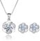Josfeva Jewellery Sets for Women Girls, 925 Sterling Silver Pendant Necklace & Stud Earrings Sets with White Cubic Zirconia, Flower Jewellery Set Gifts for Birthday Christmas Graduation Valentines