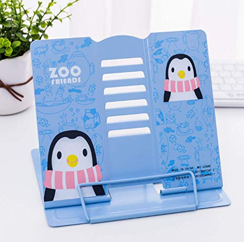 Buchständer Bücher Tablets Halter Leseständer für Kinder Erwachsene Ergonomische Buchstütze Metall Buchaufsteller Multifunktionaler Buchhalter Kochbuchhalter für Küche Kinderzimmer Büro (Blau Pinguin)