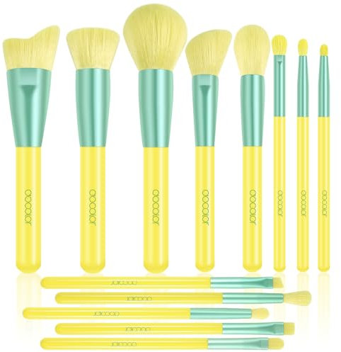 Docolor Pinselset Makeup Schminkpinsel-Set Zitrone, Profi-Pinsel-Set, hochwertiger Kunsthaarpinsel für Gesicht und Augen, mit Geschenkbox, Geschenke für Make-up-Liebhaber (Thema Zitrone)