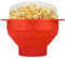 Flexzion Palomitera para microondas con tapa, Recipiente para hacer palomitas plegable de silicona de grado alimenticio para fiesta, niño, adulto, hogar, cocina, película y camping (Color Rojo)