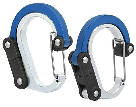 2-TLG. Karabinerhaken Aluminium-Karabinerhaken im Freien Multifunktions-Schnellverschluss-Außenschnalle für Campingwanderungen(Blau)