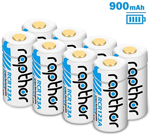 Rapthor CR123A Battery for Arlo Wireless Security Camera Flashlight Smoke Detector Photo Printer Smart Sensor Alarm System 8 Pack 900mAh