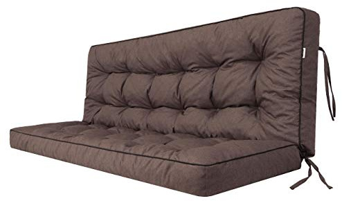 HOBBYGARDEN Bankkissen & Sitzkissen Outdoor für Gartenbank, Palettenkissen und Hollywoodschaukel – Auflage 100x49 cm Sitzfläche / 100x56 cm Rückenlehne, Braun
